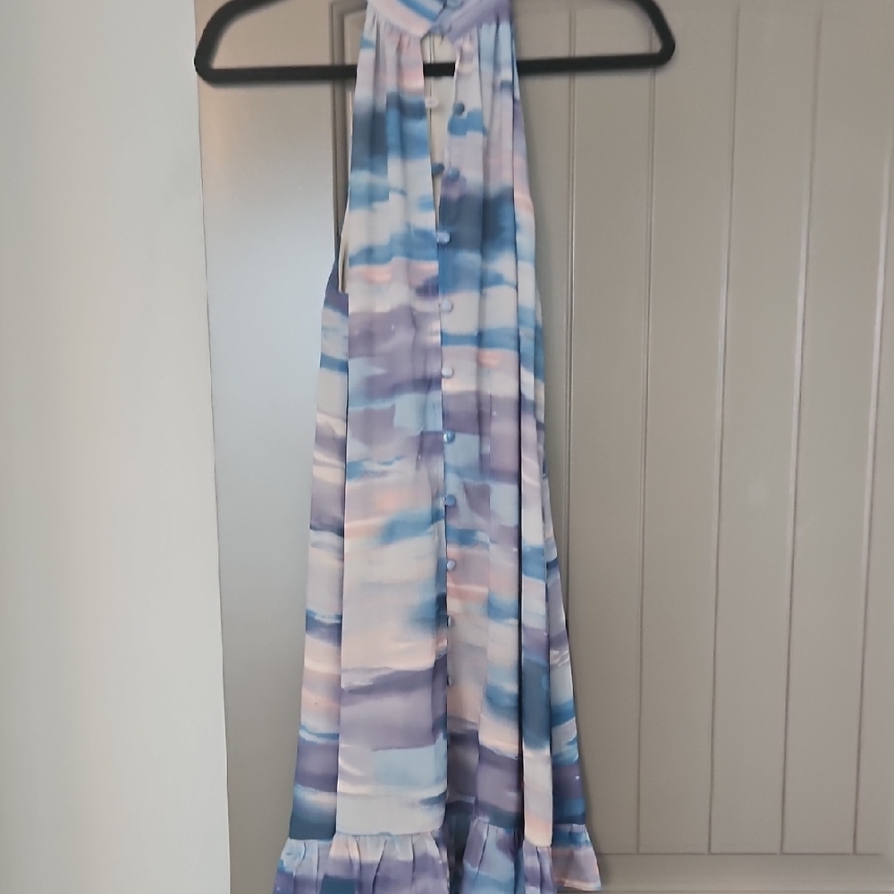 Elegant Blue and Purple Mini Dress